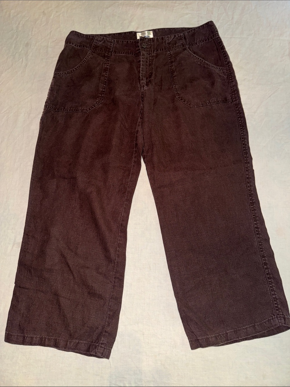 Old Navy Brown 100% Linen Wide-Leg Capris